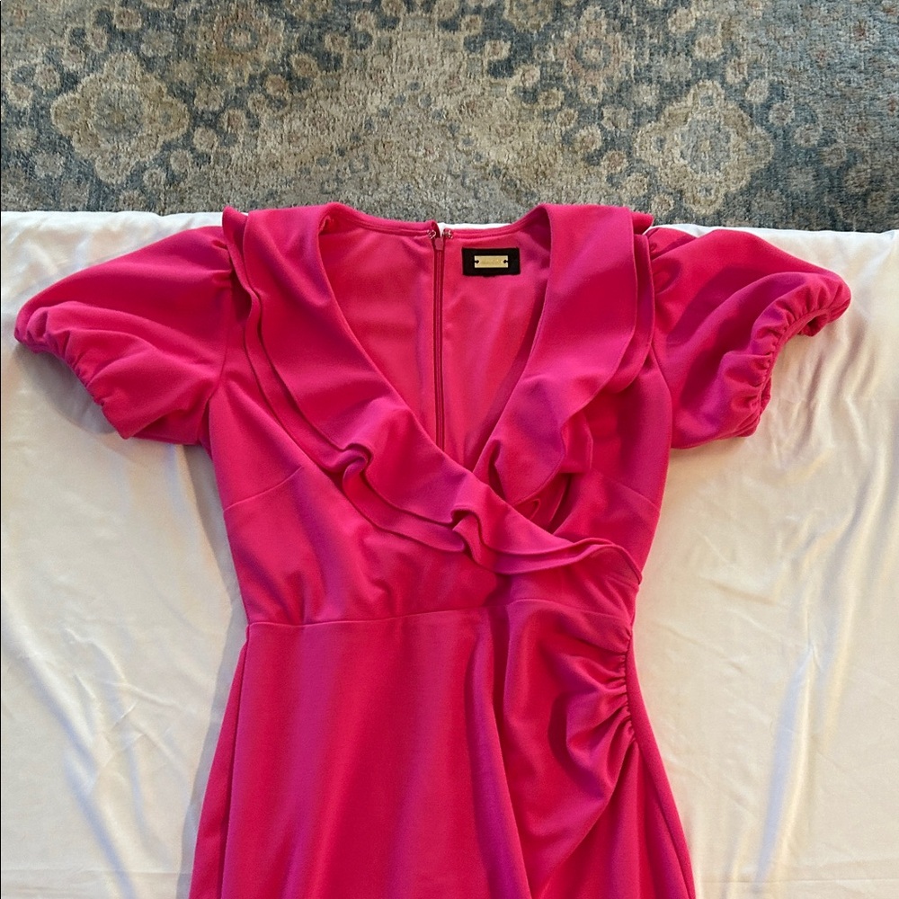 Alexia Admor Hot Pink Ruffle Midi Dress